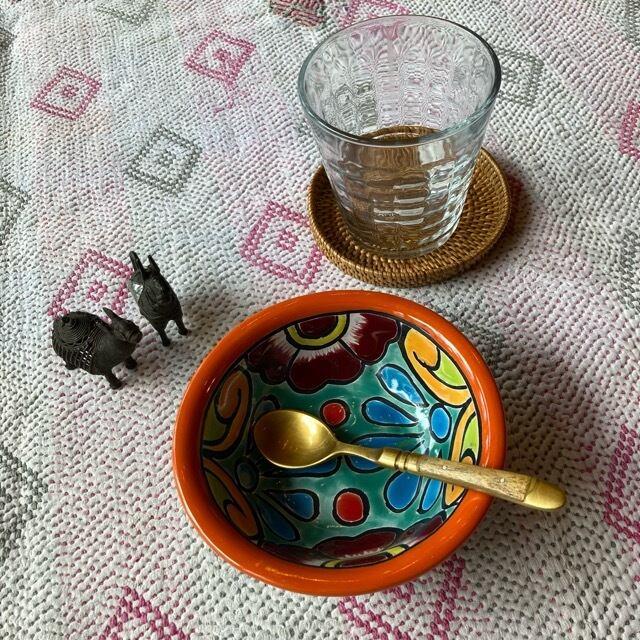 メキシコ　グアナファト焼　ミニボウル　オレンジ　小鉢　ヨーグルト　フルーツボウル　小皿　おつまみ　豆皿