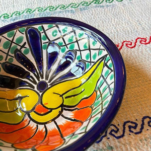 メキシコ　グアナファト焼　ミニボウル　ネイビー　小鉢　ヨーグルト　フルーツボウル　小皿　おつまみ　豆皿