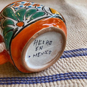 メキシコ　グアナファト焼　マグカップ　オレンジ　全4種　コーヒーカップ　テ ィーカップ　スープカップ　コップ　ハンドメイド　陶器