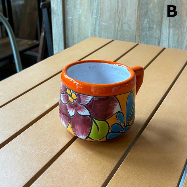 メキシコ　グアナファト焼　マグカップ　オレンジ　全4種　コーヒーカップ　テ ィーカップ　スープカップ　コップ　ハンドメイド　陶器