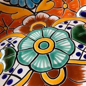 メキシコ　グアナファト焼　楕円深皿　オレンジ　大皿　カレー皿　ボウル　サラダボウル　メキシコ料理　