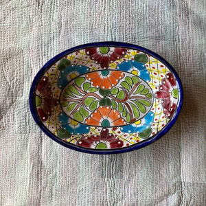 メキシコ　グアナファト焼　楕円深皿　ネイビー　大皿　カレー皿　ボウル　サラダボウル　メキシコ料理　