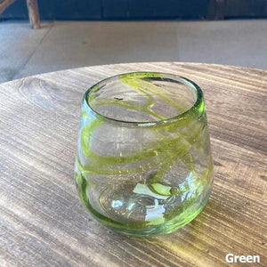 メキシコ　スパイラルファットロックグラス　全3色　グリーン　ブルー　レッド　タンブラー　ウイスキーグラス