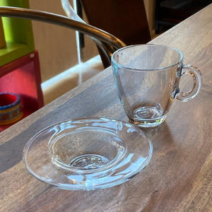 PASABAHCE　パサバチェ　アクア　カップ＆ソーサー　215ml　トルコ　コーヒーカップ　食洗機対応　ティーカップ　日本茶　ガラスマグ