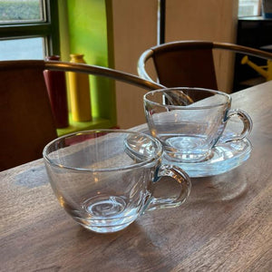 PASABAHCE　パサバチェ　ベーシック　カップ＆ソーサー　238ml　トルコ　コーヒーカップ　食洗機対応　ティーカップ　日本茶　ガラスマグ