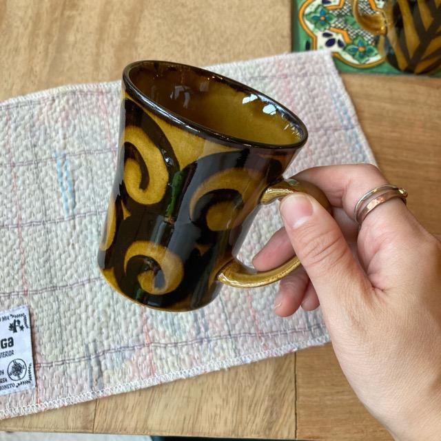 波佐見焼　飴釉マグカップ　全2種　丸紋飴釉　矢羽根飴釉　Folk Design　マグ　コーヒーカップ　碗皿　日本製　はさみ焼　ティーカップ