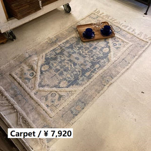 インド　シルクロードテキスタイルラグマット　90×140cm　ブルー　カーペット　ソファ　ペルシャ絨毯