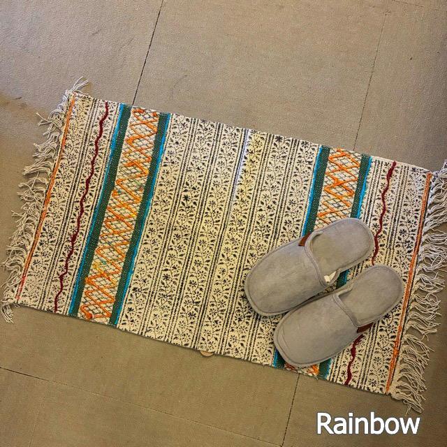 India GHAR Fabric rugmat 45×75cm 2type Multi Rainbow