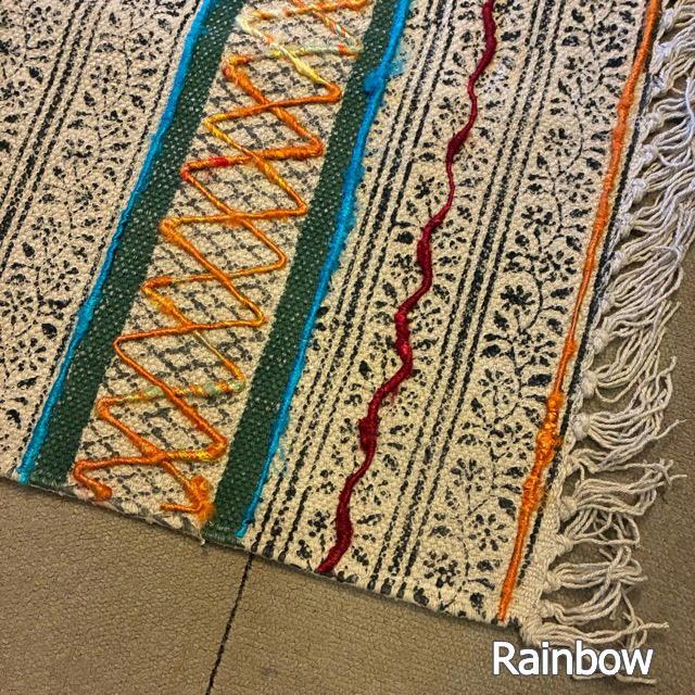 India GHAR Fabric rugmat 45×75cm 2type Multi Rainbow