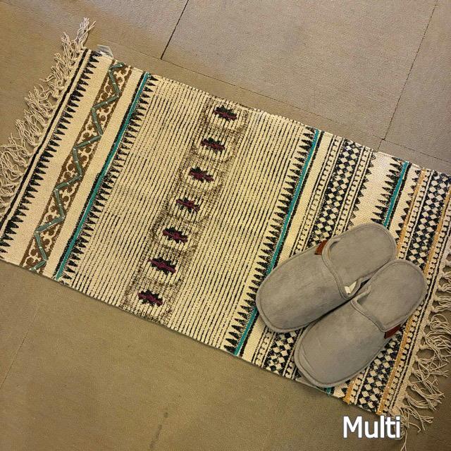 India GHAR Fabric rugmat 45×75cm 2type Multi Rainbow