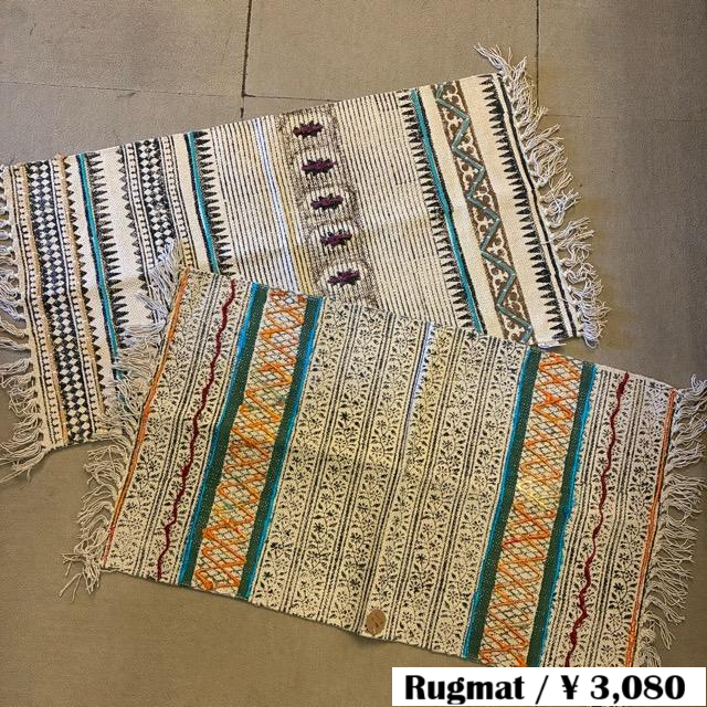 India GHAR Fabric rugmat 45×75cm 2type Multi Rainbow