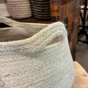 Bangladesh　Storage round white jute sea glass basket