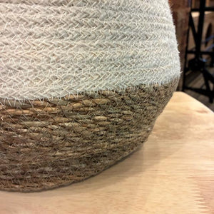 Bangladesh　Storage round white jute sea glass basket