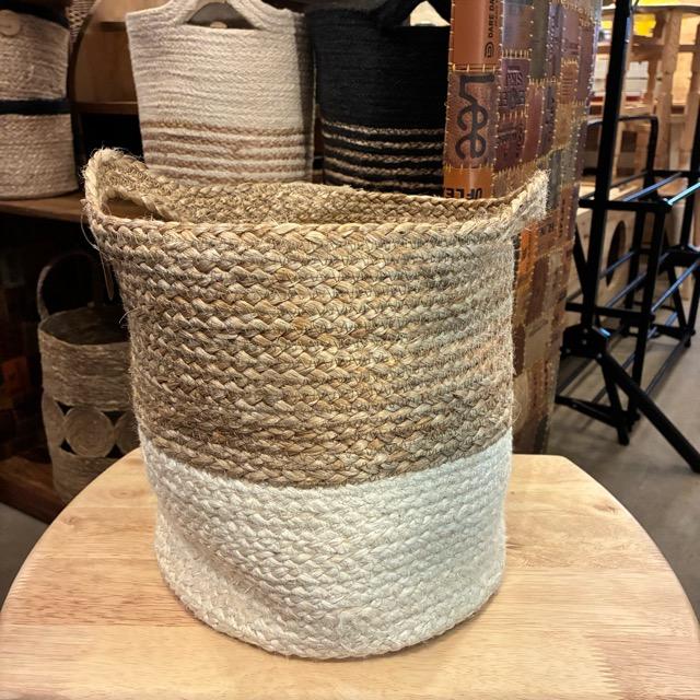 Bangladesh　Storage cylinder white jute basket