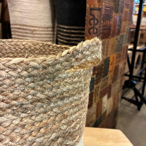 Bangladesh　Storage cylinder white jute basket