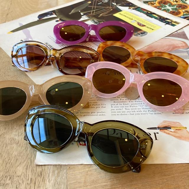 TOPANGA Accessory ジュリーカラーキャットアイサングラス　全6色　ピンク　べっ甲　ブラック　パープル　伊達眼鏡　フォックス　レディース　メンズ　UV400