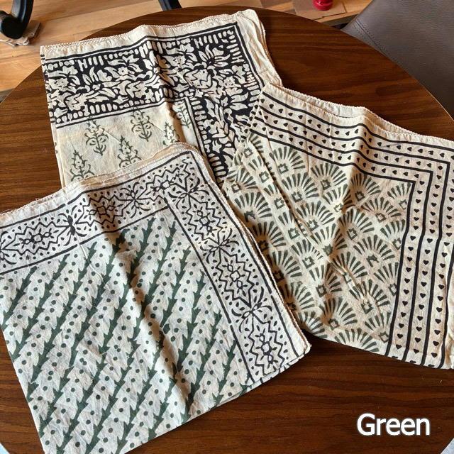 TOPANGA Accessory INDIA Block print Vegetable dyeing Bandana 4type Blue Red Green Yellow