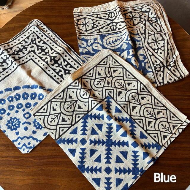 TOPANGA Accessory INDIA Block print Vegetable dyeing Bandana 4type Blue Red Green Yellow