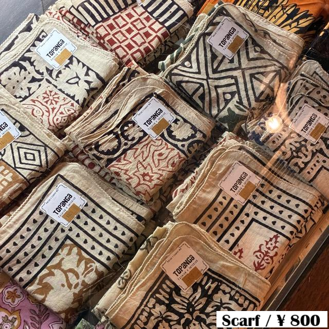 TOPANGA Accessory INDIA Block print Vegetable dyeing Bandana 4type Blue Red Green Yellow