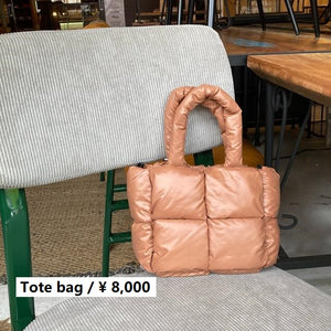 TOPANGA Accessory　キルティングクッションハンドバッグ　キャメル　2wayバッグ　肩掛けバッグ　ショルダーバッグ　斜め掛け　旅行バッグ　トートバッグ