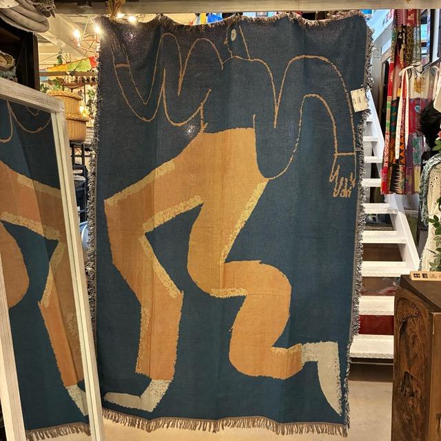 TOPANGA Homefurnishing　バードマンスローケット　130×180cm　ブルー　オレンジ　マルチカバー　ベッドカバー　アウトドア　インテリア　壁掛け　タペストリー