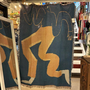 TOPANGA Homefurnishing　バードマンスローケット　130×180cm　ブルー　オレンジ　マルチカバー　ベッドカバー　アウトドア　インテリア　壁掛け　タペストリー