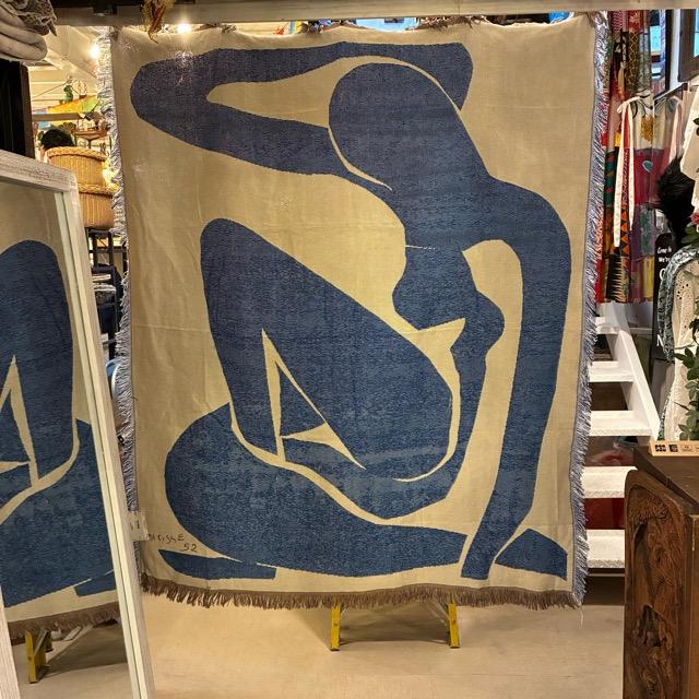 TOPANGA Homefurnishing　ヨガフロースローケット　130×160cm　ブルー　ホワイト　マルチカバー　ベッドカバー　アウトドア　インテリア　壁掛け　タペストリー