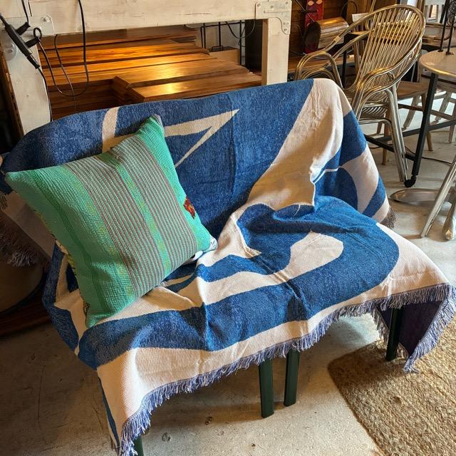 TOPANGA Homefurnishing　ヨガフロースローケット　130×160cm　ブルー　ホワイト　マルチカバー　ベッドカバー　アウトドア　インテリア　壁掛け　タペストリー