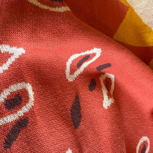 TOPANGA Homefurnishing　アートニットブランケット　トライバル　130×160cm　レッド　マルチカバー　ベッドカバー　アウトドア　壁掛け　タペストリー