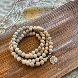 TOPANGA Jewelry　MARAブレスレット　シナモンウッド　生命の木　ロングネックレス　数珠　瞑想　ヨガ　ラップブレス　天然石　108個　マーラ
