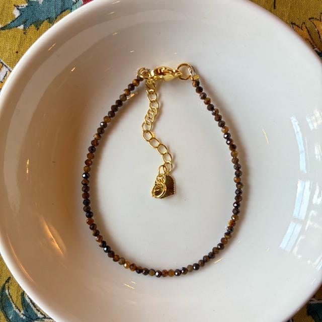 TOPANGA Jewelry　ミニジェムブレスレット　タイガーアイ　虎目石　ブラウン　ナチュラルストーン　天然石　パワーストーン　ペンダント　クリスタル