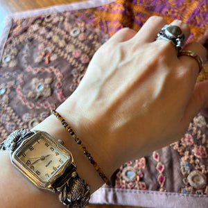 TOPANGA Jewelry　ミニジェムブレスレット　タイガーアイ　虎目石　ブラウン　ナチュラルストーン　天然石　パワーストーン　ペンダント　クリスタル