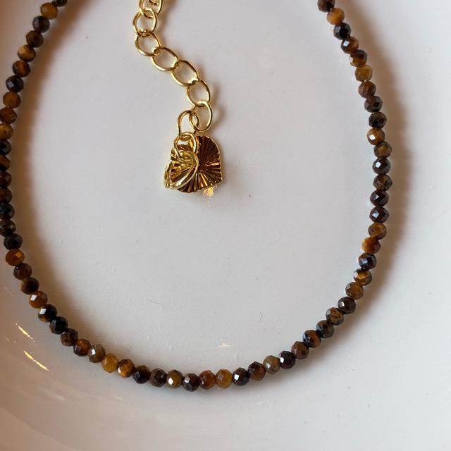 TOPANGA Jewelry　ミニジェムブレスレット　タイガーアイ　虎目石　ブラウン　ナチュラルストーン　天然石　パワーストーン　ペンダント　クリスタル