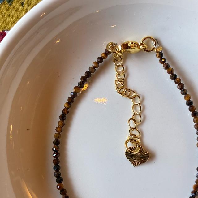TOPANGA Jewelry　ミニジェムブレスレット　タイガーアイ　虎目石　ブラウン　ナチュラルストーン　天然石　パワーストーン　ペンダント　クリスタル