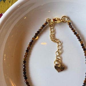 TOPANGA Jewelry　ミニジェムブレスレット　タイガーアイ　虎目石　ブラウン　ナチュラルストーン　天然石　パワーストーン　ペンダント　クリスタル