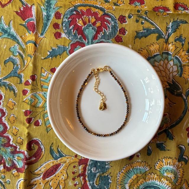 TOPANGA Jewelry　ミニジェムブレスレット　タイガーアイ　虎目石　ブラウン　ナチュラルストーン　天然石　パワーストーン　ペンダント　クリスタル