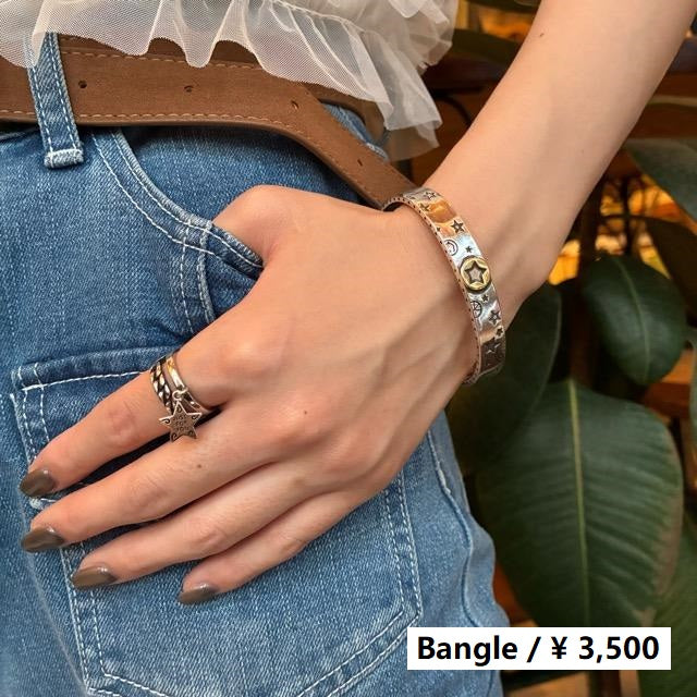 TOPANGA Jewelry　グラフィティバングル　STAR　ブレスレット　シルバー　ヴィンテージ　落書き　ボヘミアン　シンプル　S925　スター　スマイル　PEACEマーク