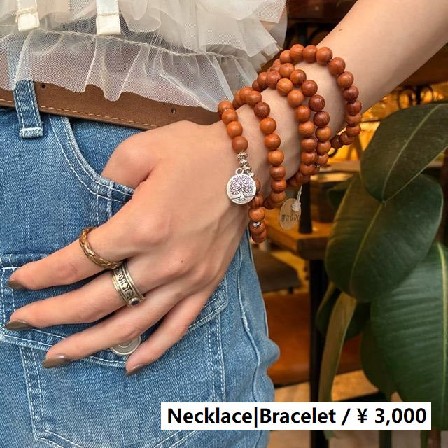 TOPANGA Jewelry　MARAブレスレット　イチイウッド　生命の木　ロングネックレス　数珠　瞑想　ヨガ　ラップブレス　天然石　108個　マーラ　