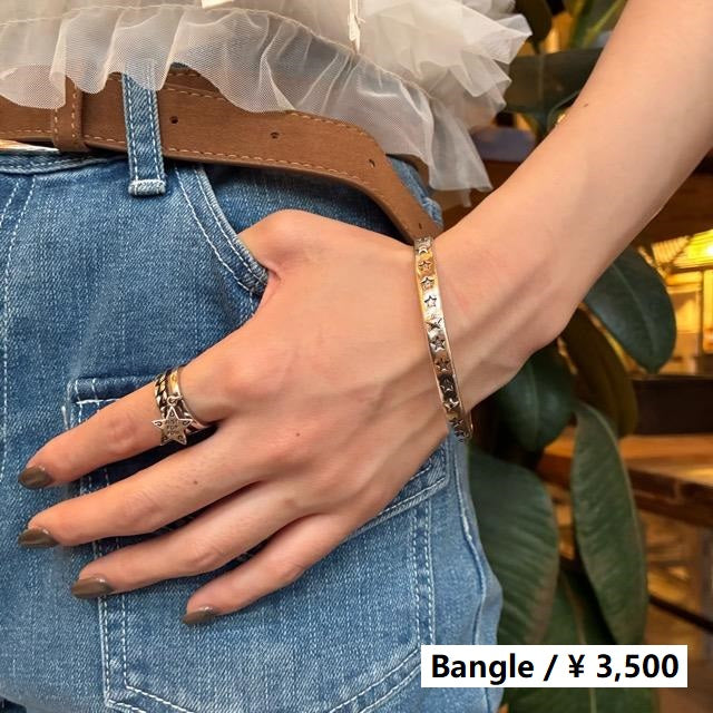 TOPANGA Jewelry　グラフィティバングル　PEACE　ブレスレット　シルバー　ヴィンテージ　落書き　ボヘミアン　シンプル　S925　スター　スマイル　PEACEマーク