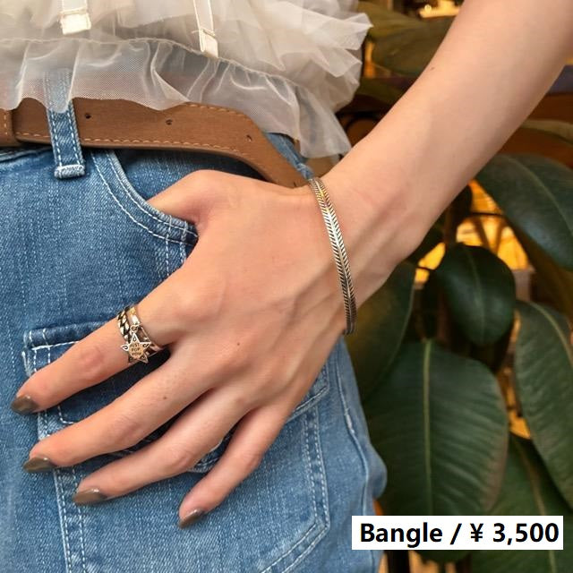 TOPANGA Jewelry　フェザーバングル　ブレスレット　シルバー　ヴィンテージ　ボヘミアン　シンプル　羽根　シンプル　重ね付け　ユニセックス