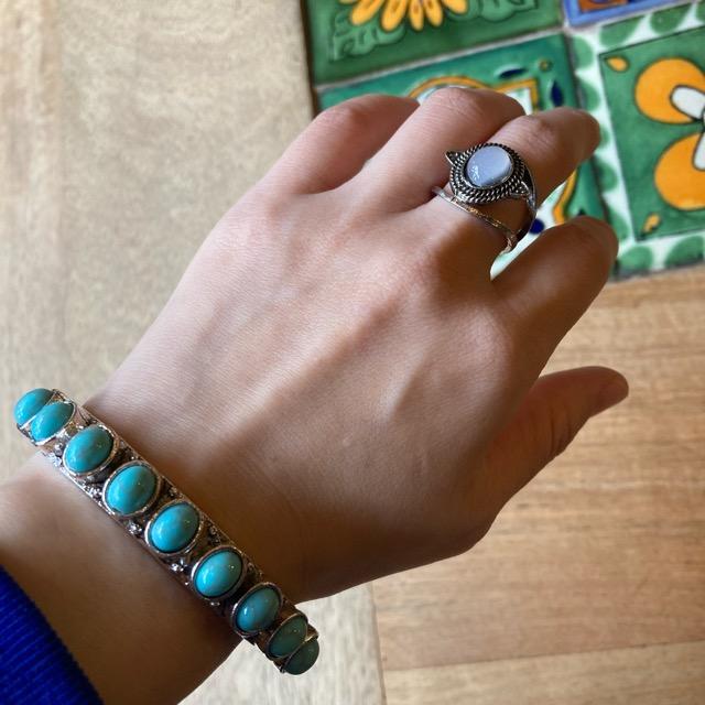 TOPANGA Jewelry　ボヘミアンターコイズバングル　ウィルダネス　　ブレスレット　シルバー　ヴィンテージ　BOHO　インディアンジュエリー