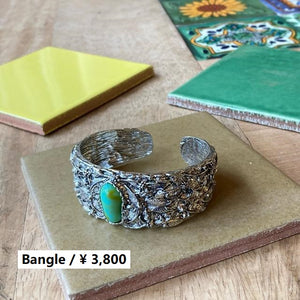 TOPANGA Jewelry　ボヘミアンターコイズバングル　アマゾン　ブレスレット　シルバー　ヴィンテージ　BOHO　インディアンジュエリー