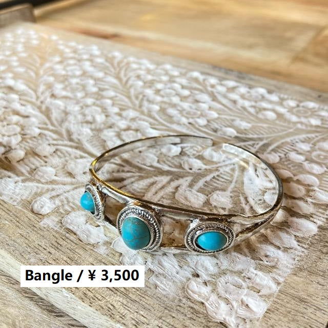 TOPANGA Jewelry　ボヘミアンターコイズバングル　トレス　ブレスレット　シルバー　ヴィンテージ　BOHO　インディアンジュエリー