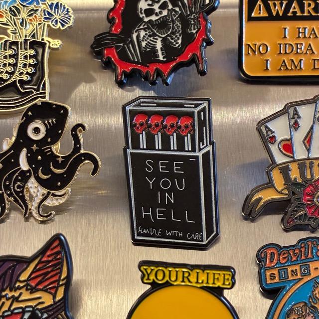 TOPANGA Jewelry Pin Brooch SEE YOU IN HELL