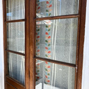 TOPANGA Fabric　リーフエンブロイダリーレースカーテン　140×160cm　刺繍カーテン　スカラップ　レトロ　シアーカーテン　カントリー　カーテンポール