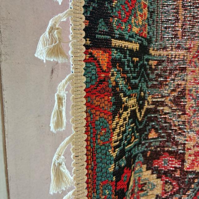 TOPANGA Fabric　ジャガードキリムフリンジカーテン　150×180cm　エスニック　トライバル　遮光　厚手　レッド　ゴブラン織　カーテンポール　ボヘミアン