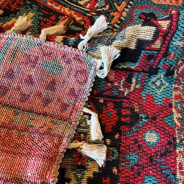 TOPANGA Fabric　ジャガードキリムフリンジカーテン　150×240cm　エスニック　トライバル　遮光　厚手　レッド　ゴブラン織　カーテンポール　ボヘミアン