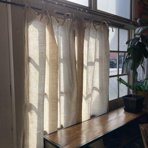 TOPANGA Fabric Natural Linen Curtains 100 x 130cm Waist-high Window Antique Shabby Chic Sheer Curtains Country Curtain Pole