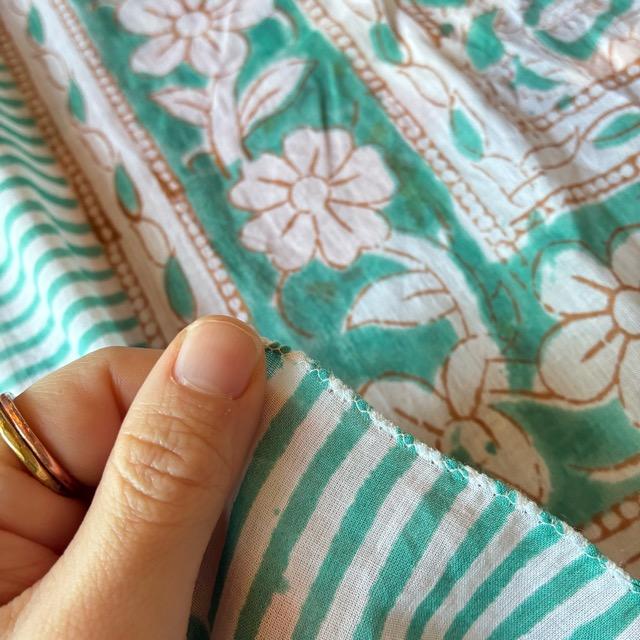 TOPANGA Homefurnishing India Block print curtain Green D 110×180cm