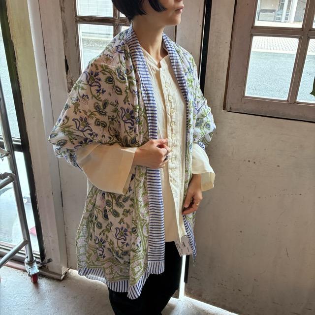 TOPANGA Homefurnishing India Block print curtain Green D 110×180cm